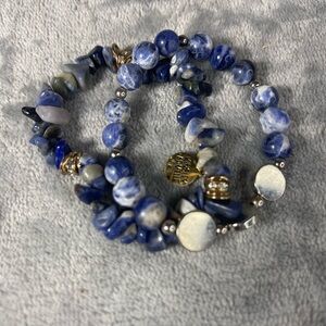 Sodalite Gemstone Bracelet w/ Two Stackable Stretch Strands